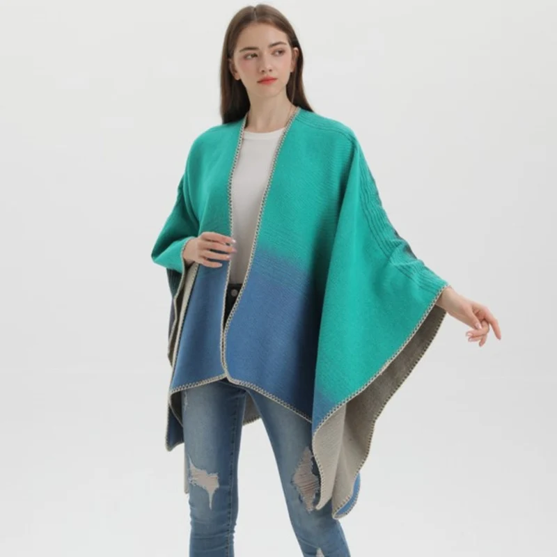 Poncho Femme Bleu