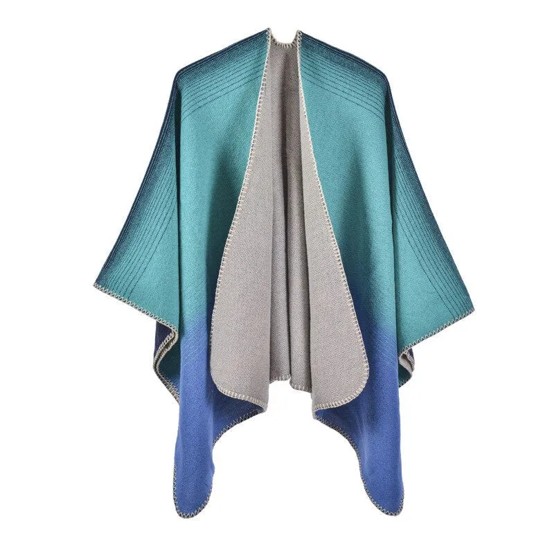 Poncho Femme Bleu