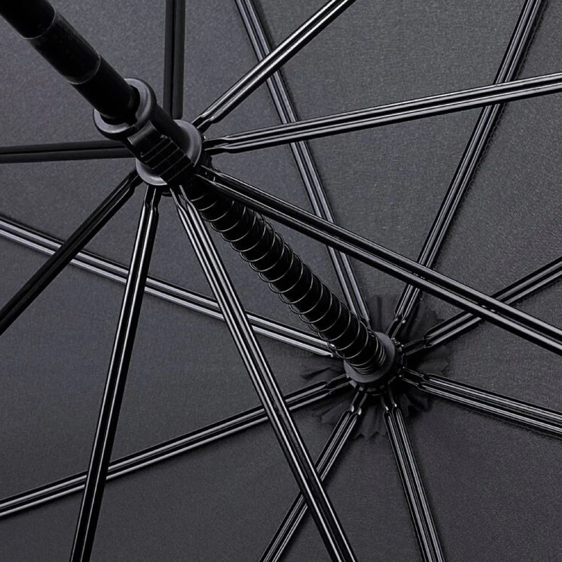 Fulton Huntsman Wood Handle Walking Umbrella - Black | Double Ribs | Extra-Strong 109cm Canopy