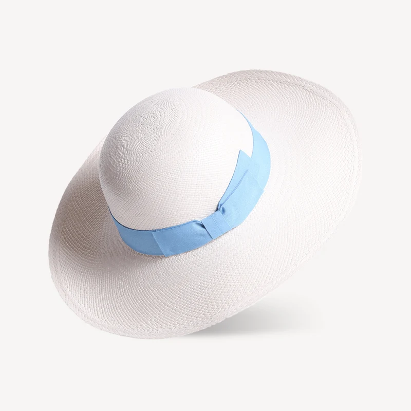 Panama Brisa en paille de toquilla - Bande bleu clair
