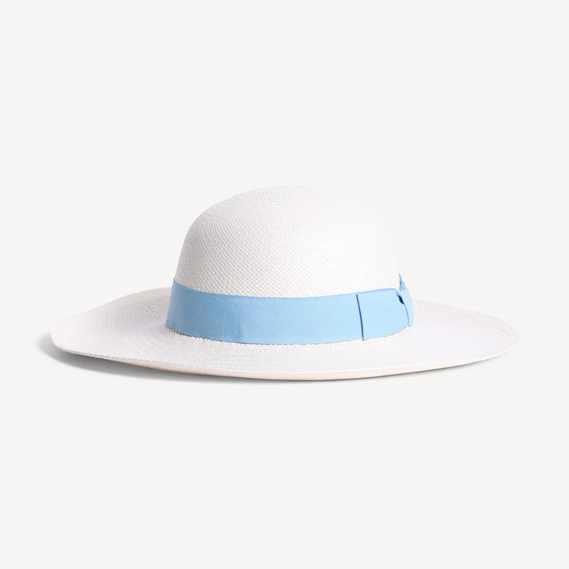 Panama Brisa en paille de toquilla - Bande bleu clair