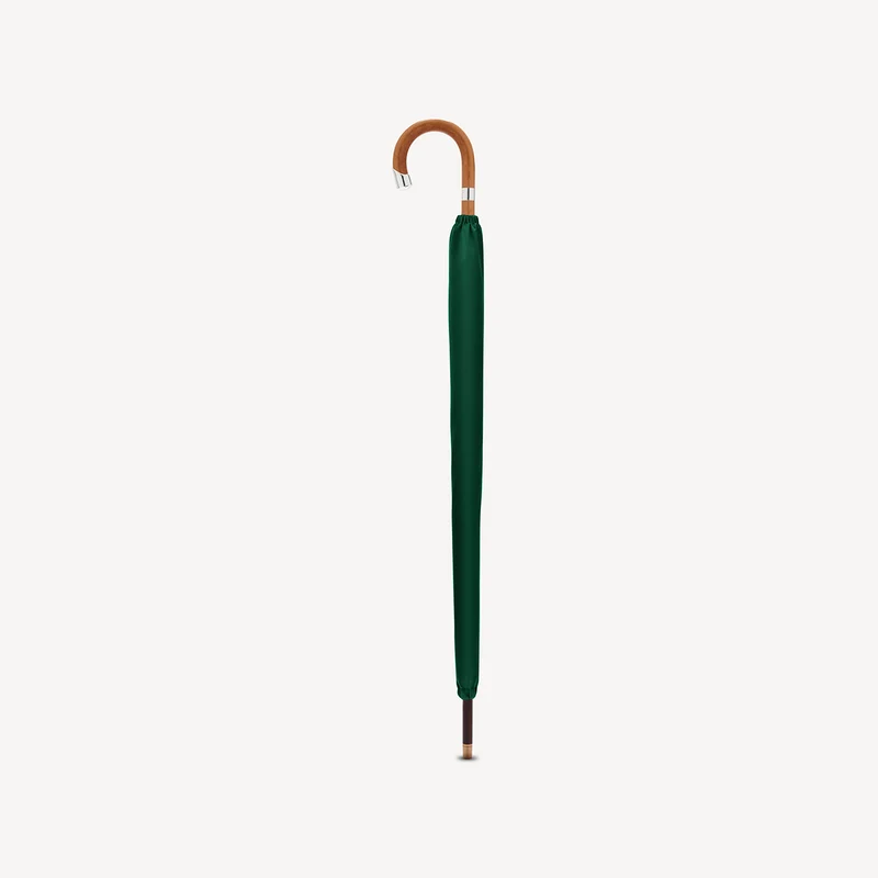 Parapluie Prince de Galles Malacca pour homme - Vert jaguar (Argent)