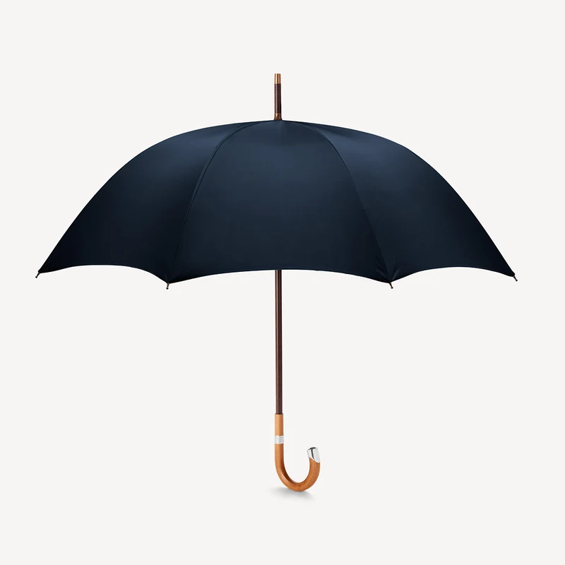 Parapluie Prince de Galles Malacca pour homme - Bleu marine foncé (Argent)