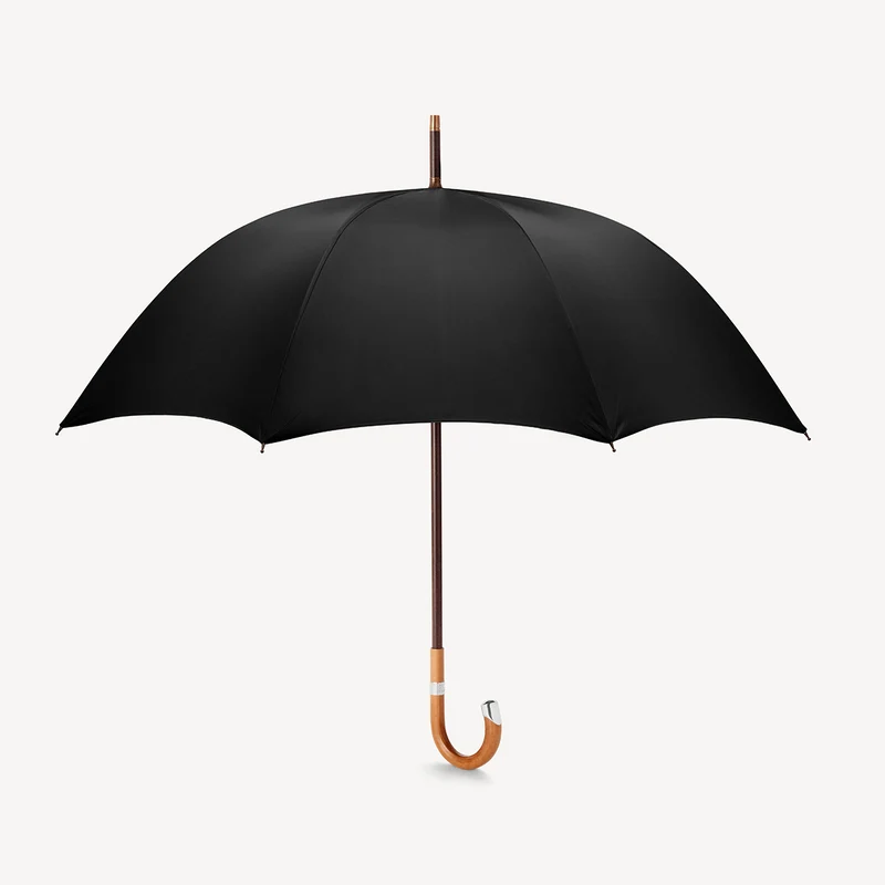 Parapluie Prince de Galles Malacca pour homme - Noir (Argent)
