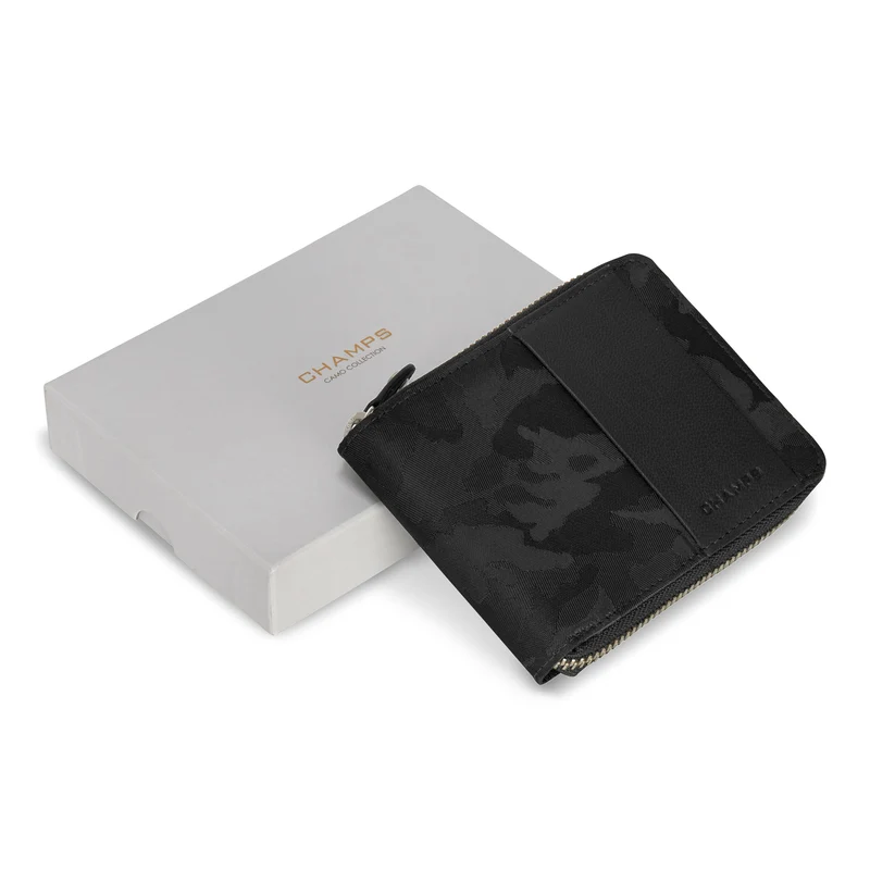 Camo / Leather Zip Around Wallet *Drop Ship*