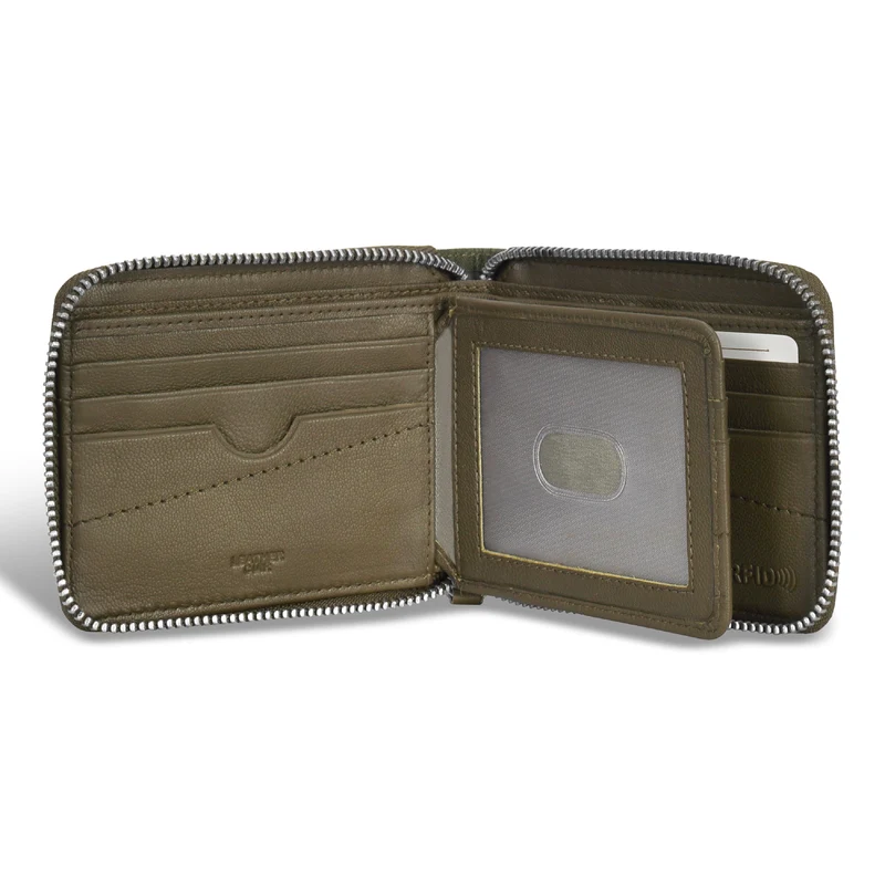Camo / Leather Zip Around Wallet *Drop Ship*