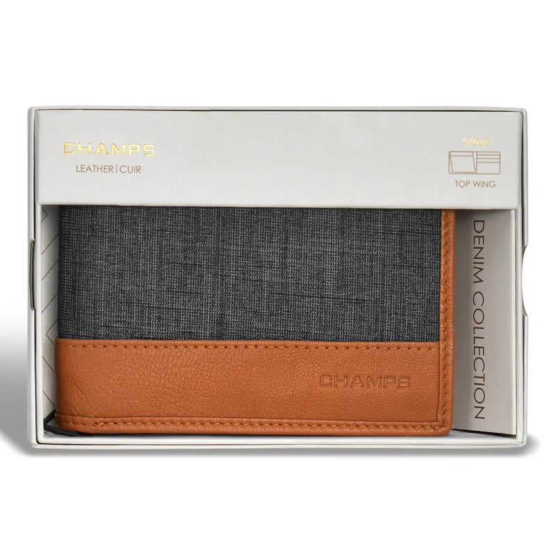 Denim / Leather Top Wing Wallet *Drop Ship*