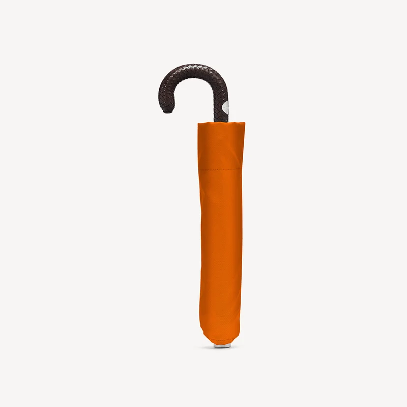Parapluie pliable à poignée en cuir tressé - Citrouille