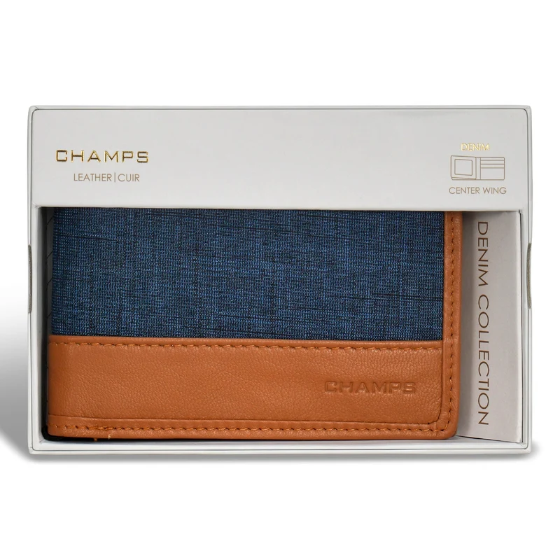Denim / Leather Center Wing Wallet *Drop Ship*