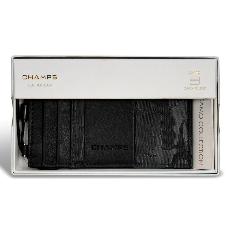 Camo / Leather Slim Cardholder *Drop Ship*