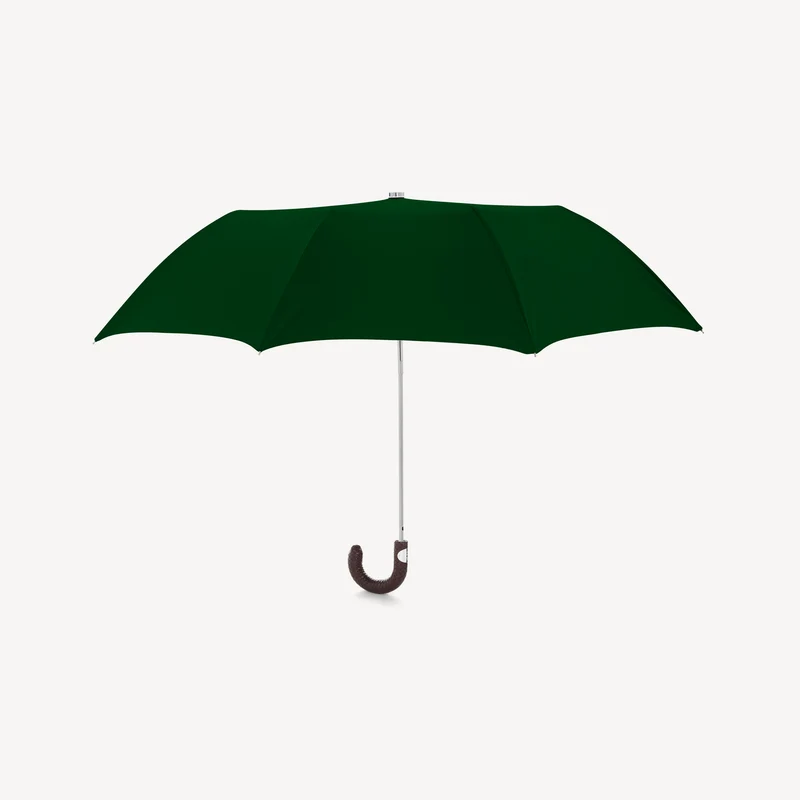 Parapluie pliable à poignée en cuir tressé - Forêt