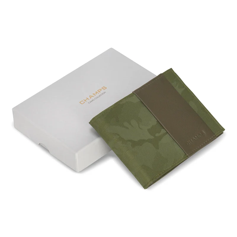 Camo / Leather Center Wing Wallet *Drop Ship*