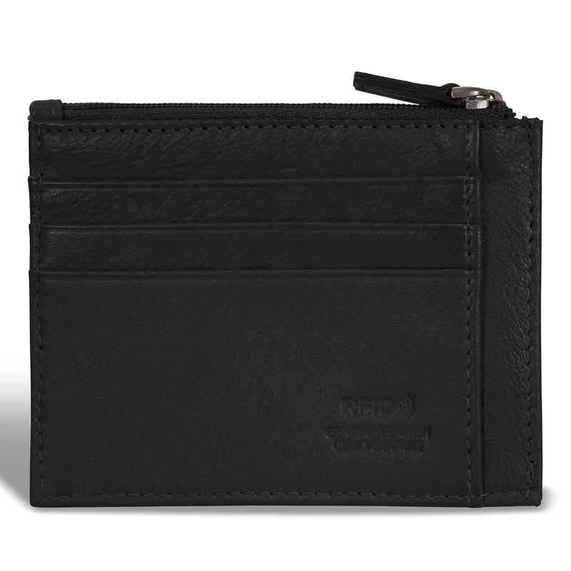 Onyx / Leather Zip Card Case *Drop Ship*