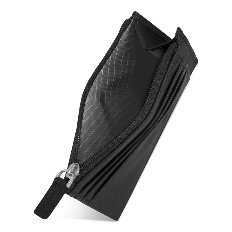 Onyx / Leather Zip Card Case *Drop Ship*