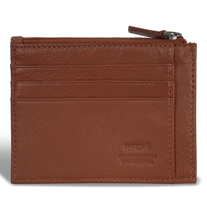 Onyx / Leather Zip Card Case *Drop Ship*