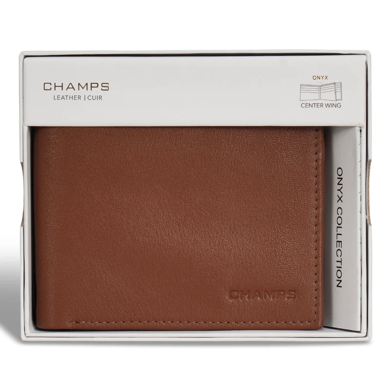Onyx / Leather Center Wing Wallet *Drop Ship*