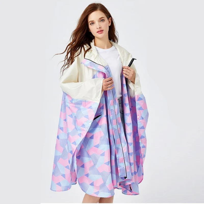 Poncho Pluie Rose Violet & Beige Femme