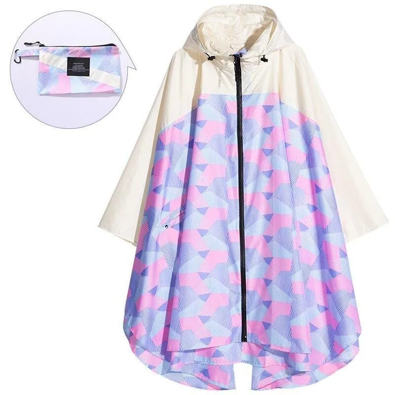 Poncho Pluie Rose Violet & Beige Femme