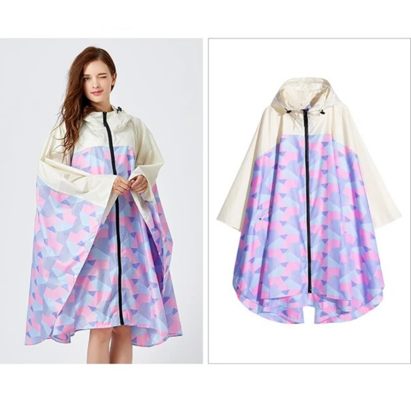 Poncho Pluie Rose Violet & Beige Femme