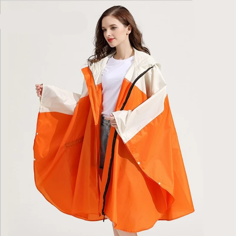 Poncho Pluie Orange & Beige Femme