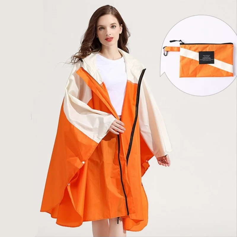 Poncho Pluie Orange & Beige Femme