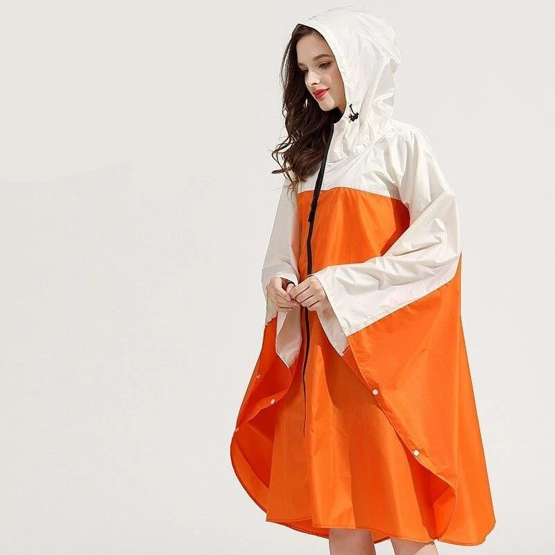 Poncho Pluie Orange & Beige Femme