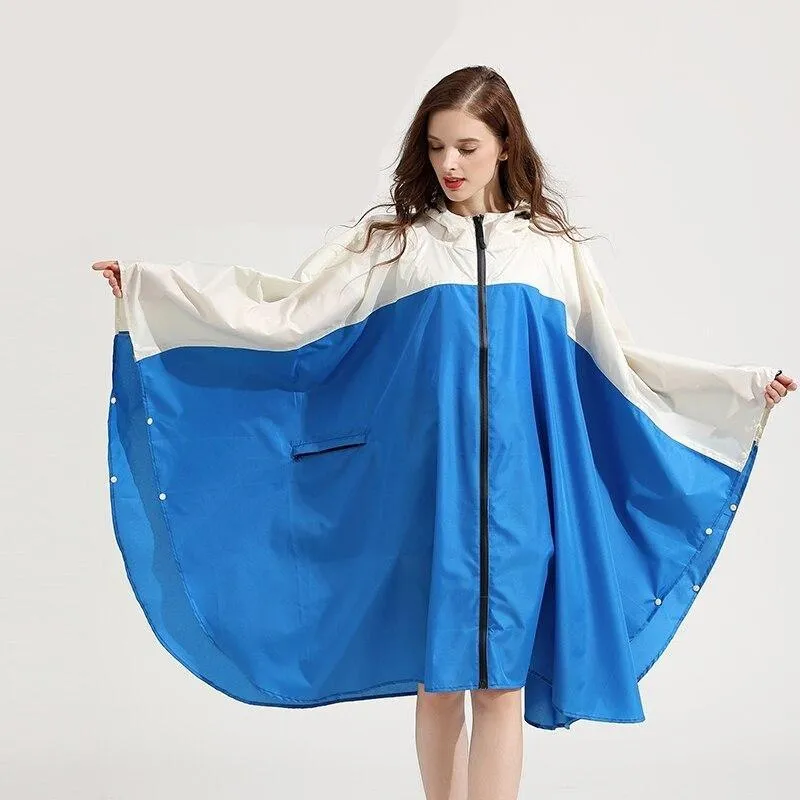 Poncho Pluie Femme Bleu & Beige