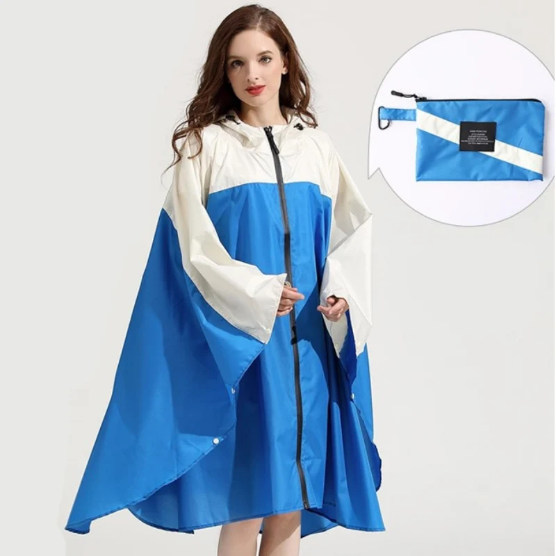 Poncho Pluie Femme Bleu & Beige