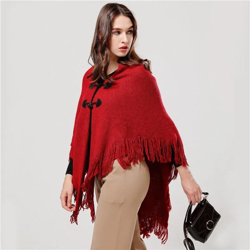 Poncho Franges Femme