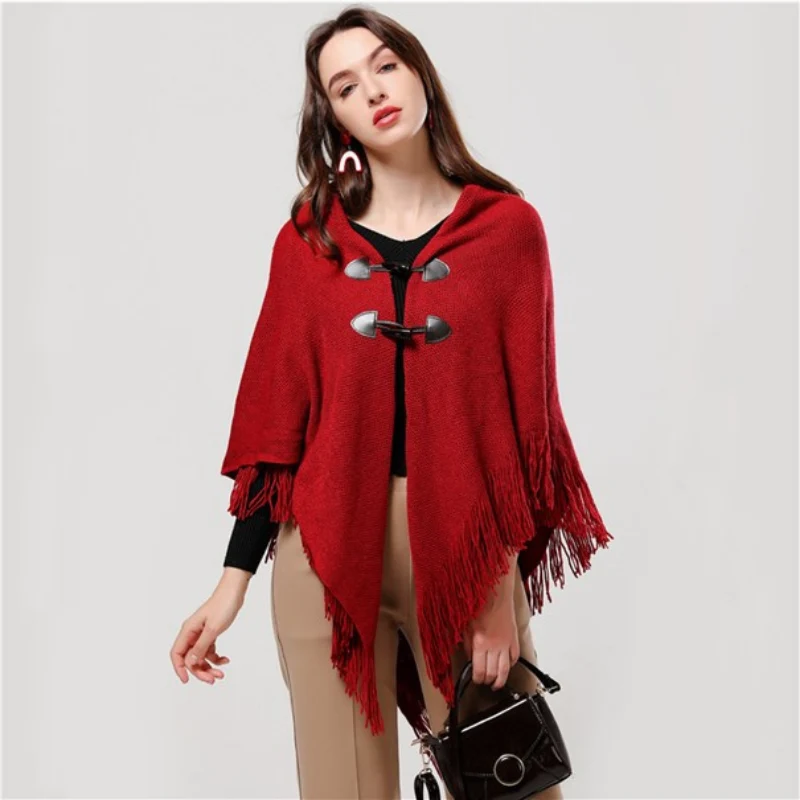 Poncho Franges Femme