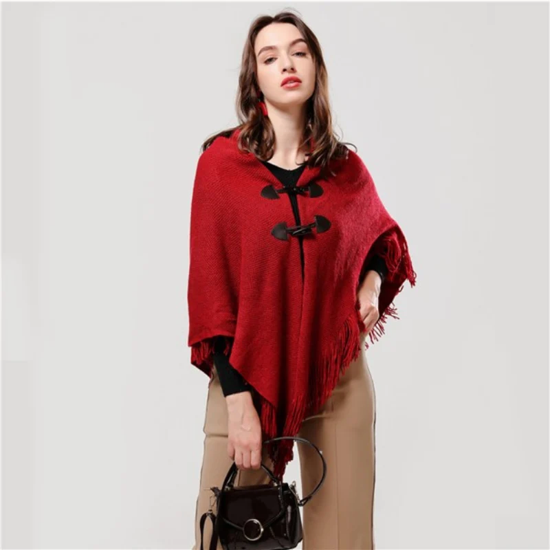 Poncho Franges Femme