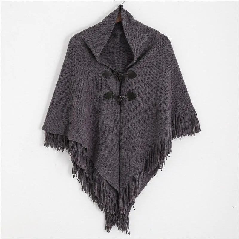 Poncho Franges Femme