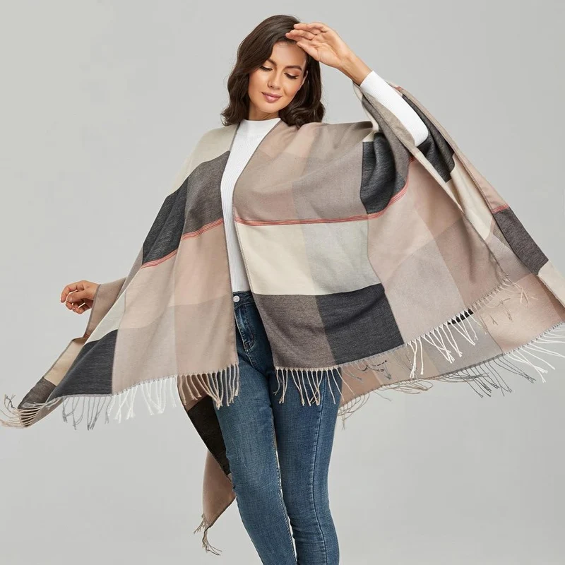 Poncho Femme Beige