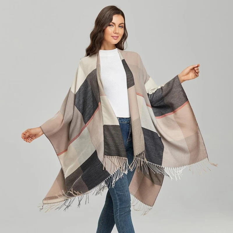 Poncho Femme Beige