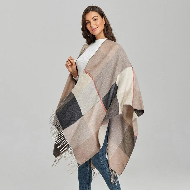 Poncho Femme Beige