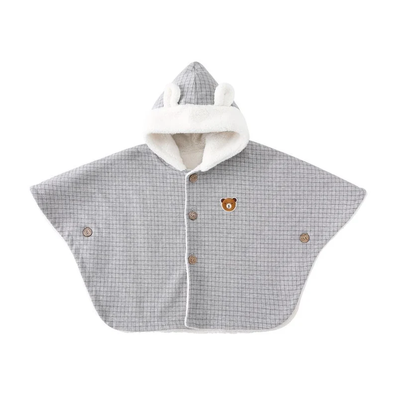 Poncho Bébé Gris Blanc