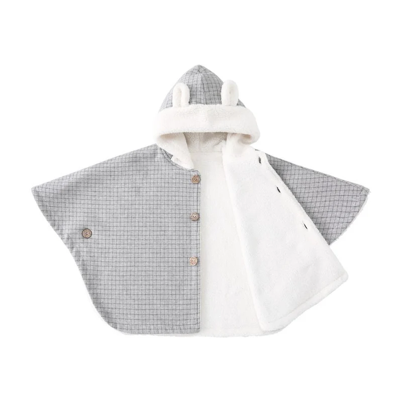 Poncho Bébé Gris Blanc