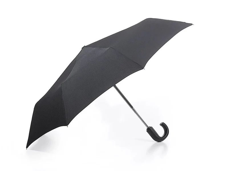 Fulton Men's Open & Close 11 Deluxe Folding Umbrella - Black | Auto Open & Close | Crook Handle