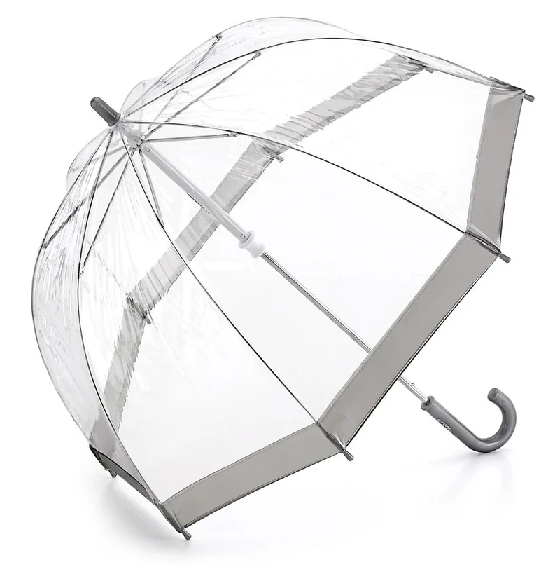 Fulton Funbrella Children's Clear Dome Umbrella - Silver | Safe Easy-Glide | Head-to-Shoulder Coverage
