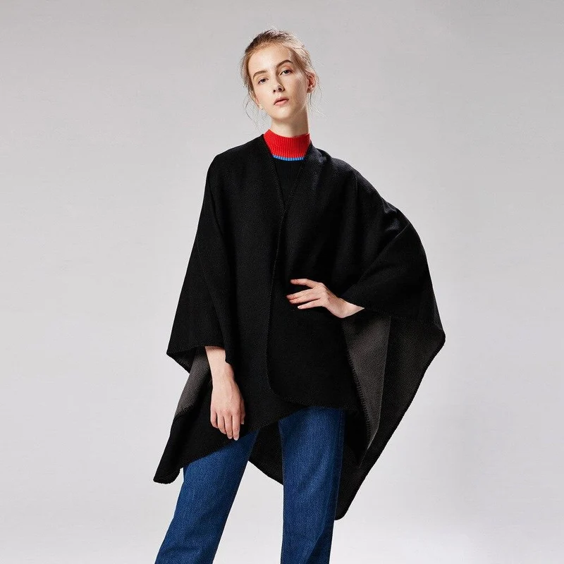 Poncho Noir Femme