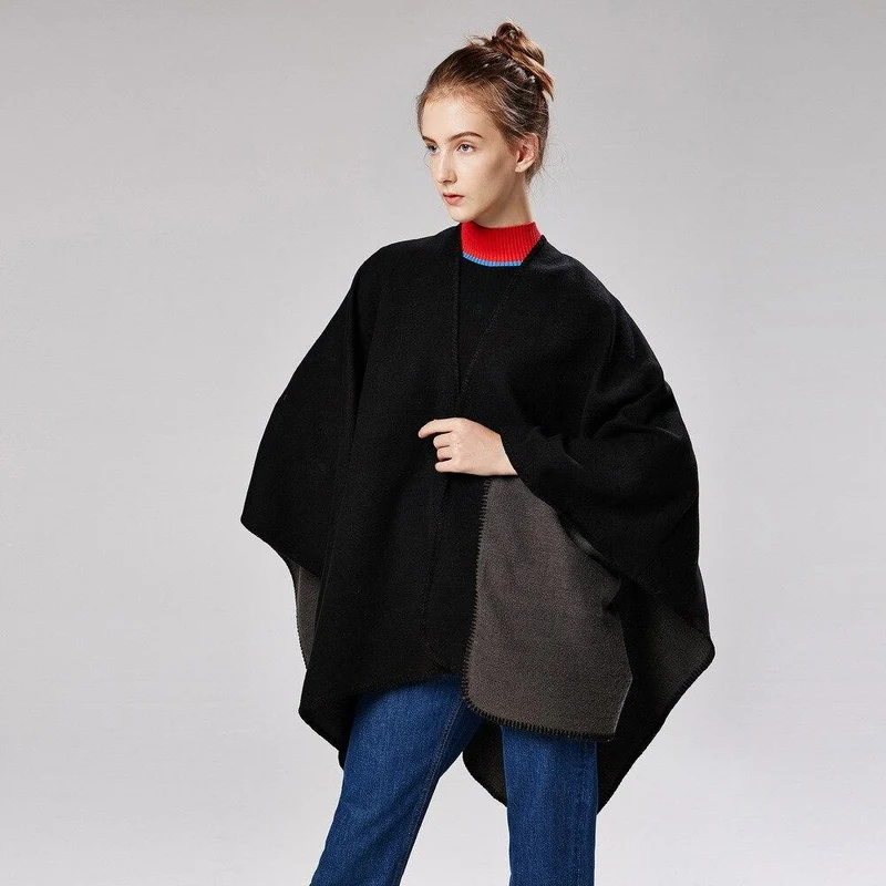 Poncho Noir Femme
