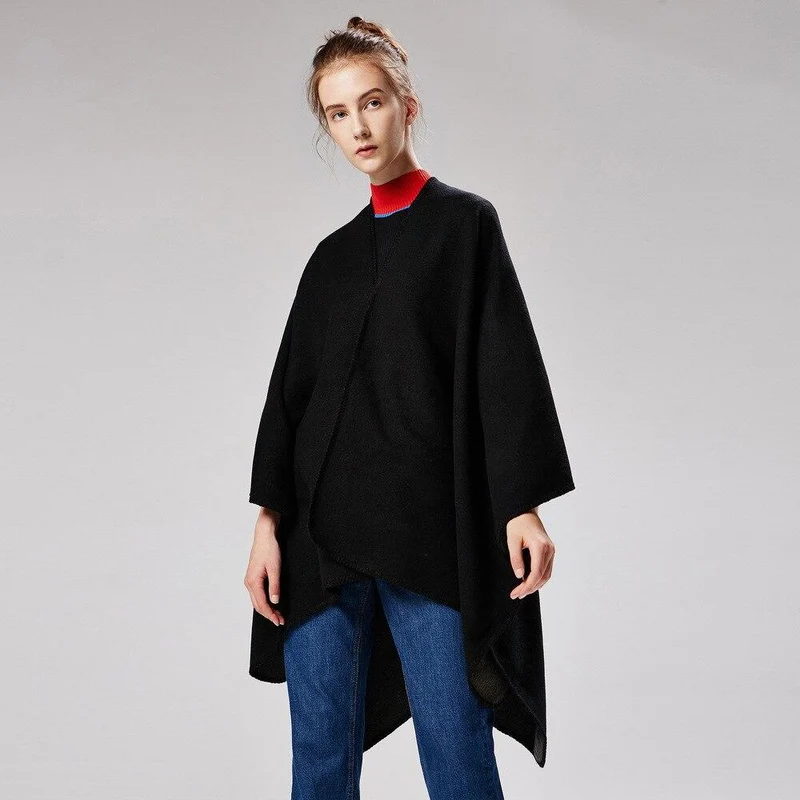 Poncho Noir Femme