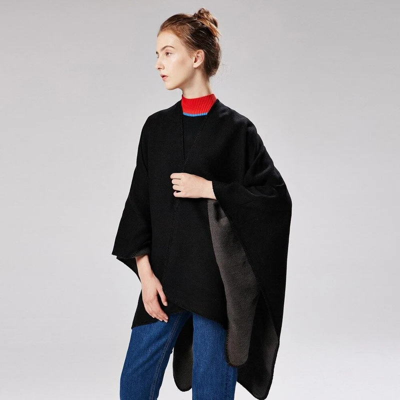 Poncho Noir Femme