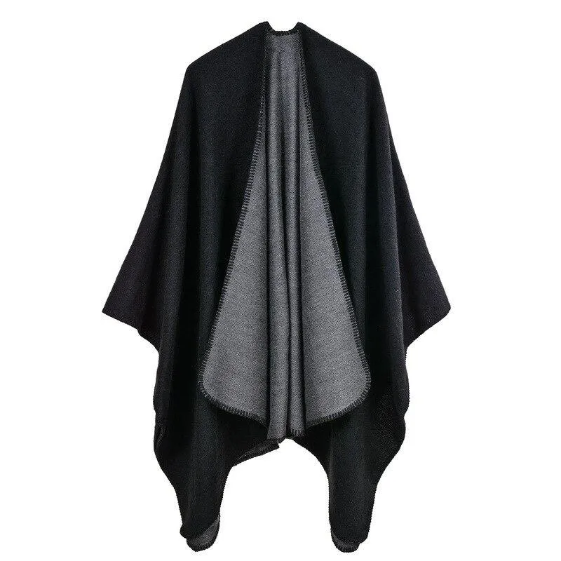 Poncho Noir Femme