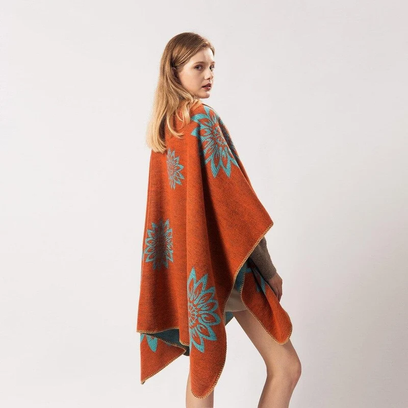 Poncho Femme Orange
