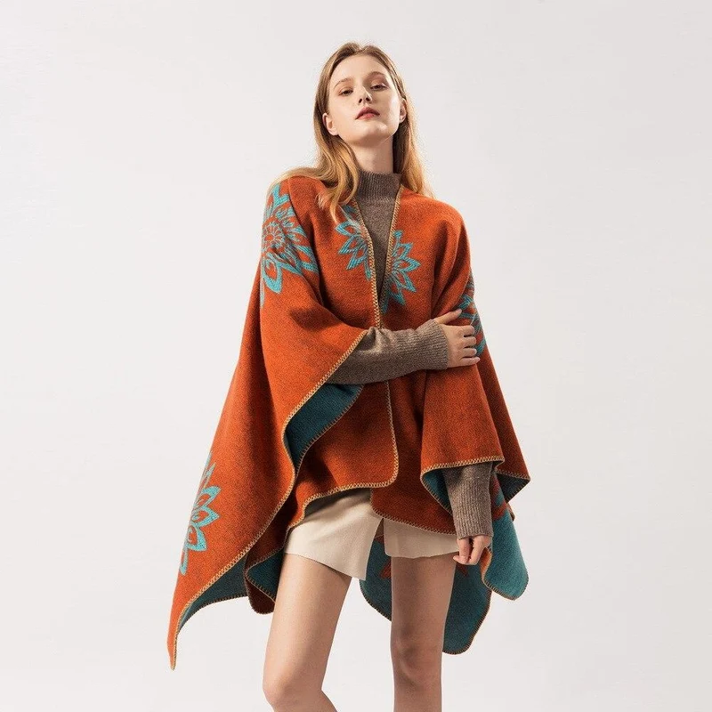 Poncho Femme Orange