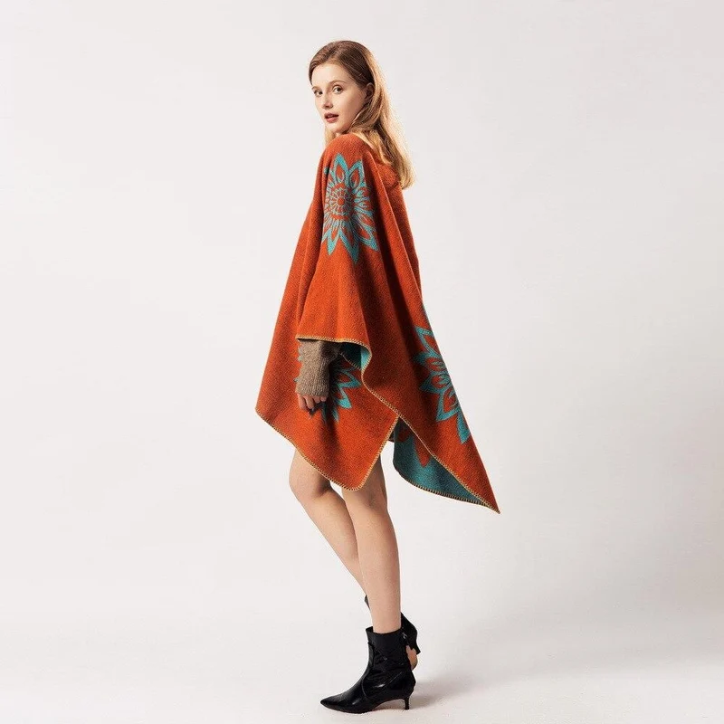 Poncho Femme Orange