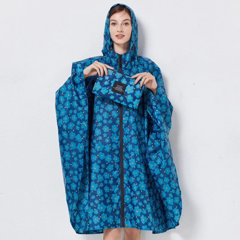 Poncho Pluie Femme Fleuri