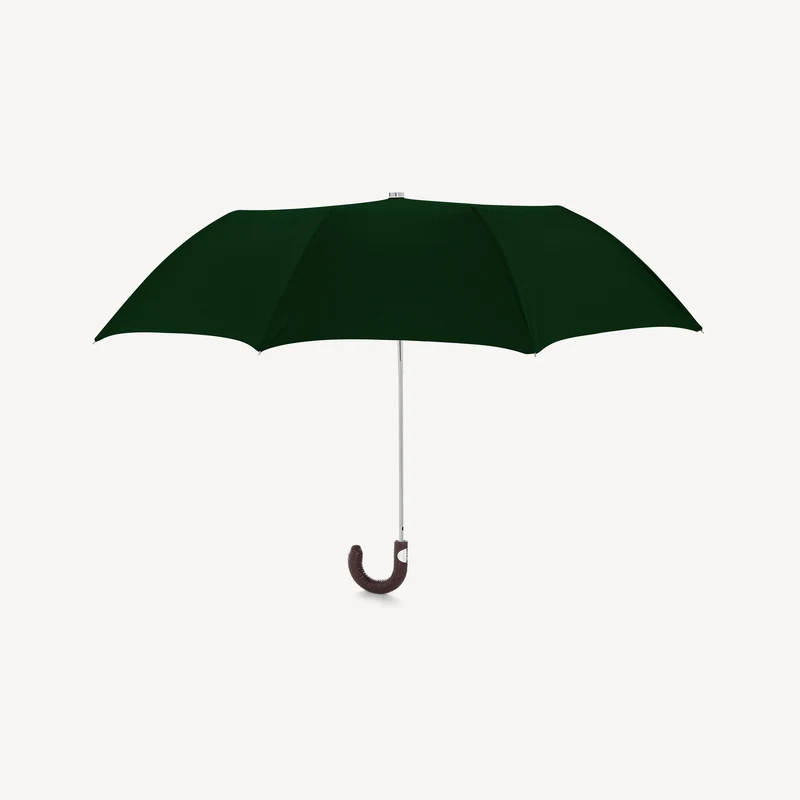 Parapluie pliable à poignée en cuir tressé - Hunter