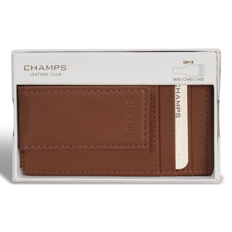 Onyx / Leather Mag Card Case *Drop Ship*
